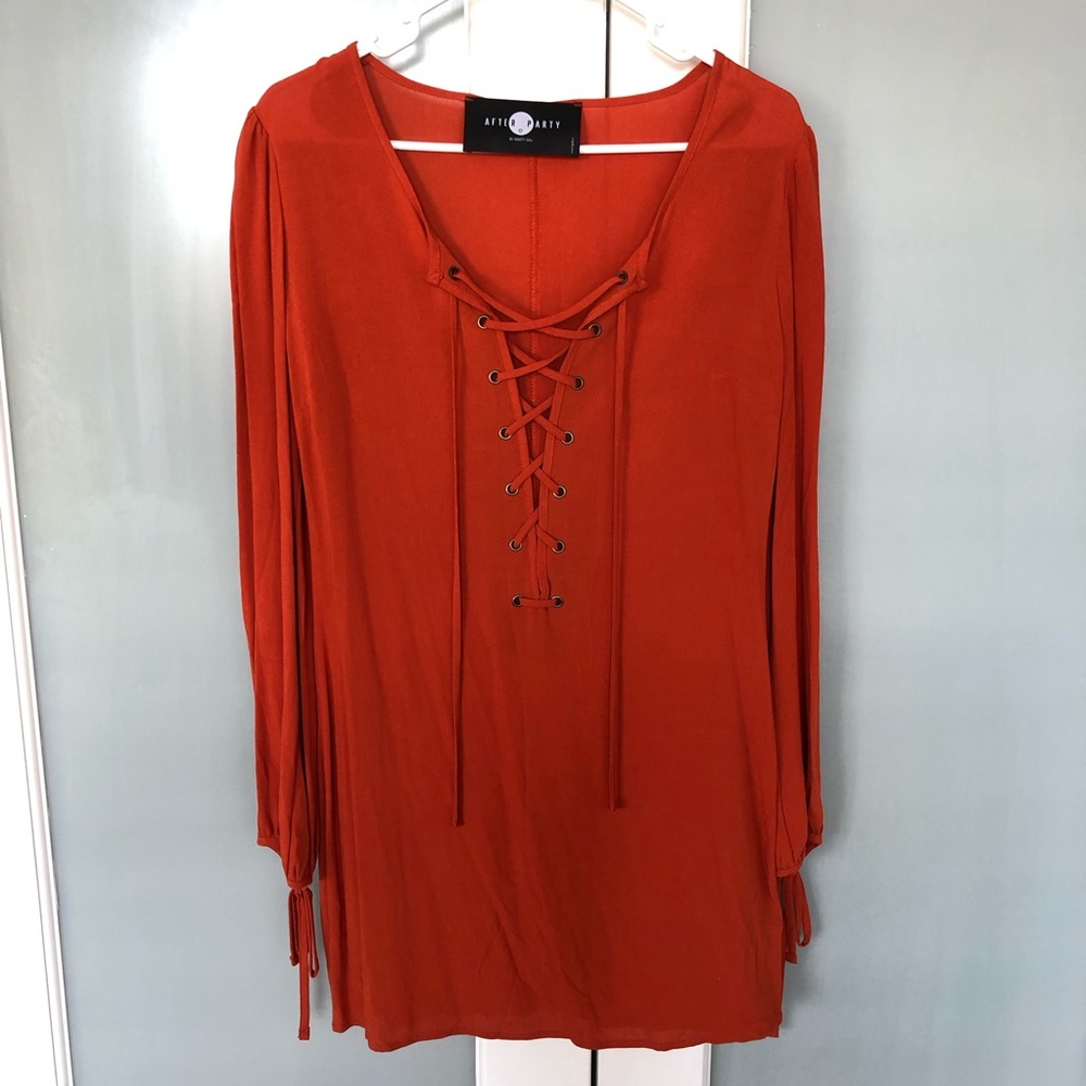 Nasty Gal Lace Up Shirt Dress size Small